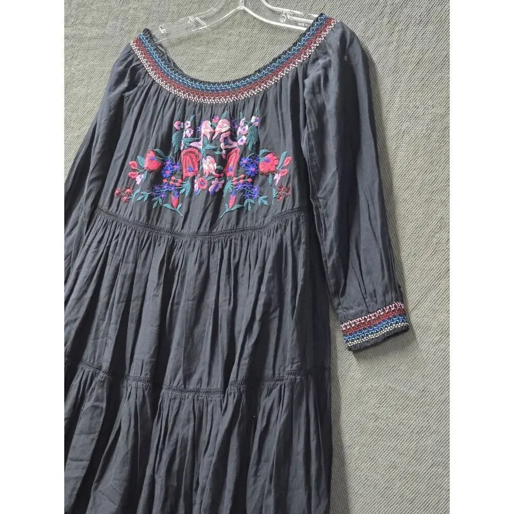Free People Sunbeams Dress Womens Small A-Line Floral Off Shoulder Mini Cottage - Picture 4 of 8